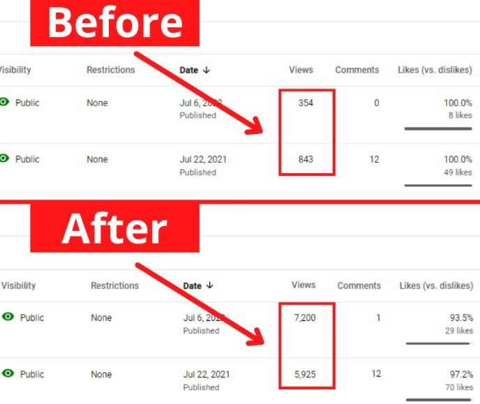 Aponseo Youtube video seo before after